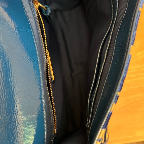 Tory Burch Blue Velvet Floral and Gold Women's Bag - Picture 8 of 11